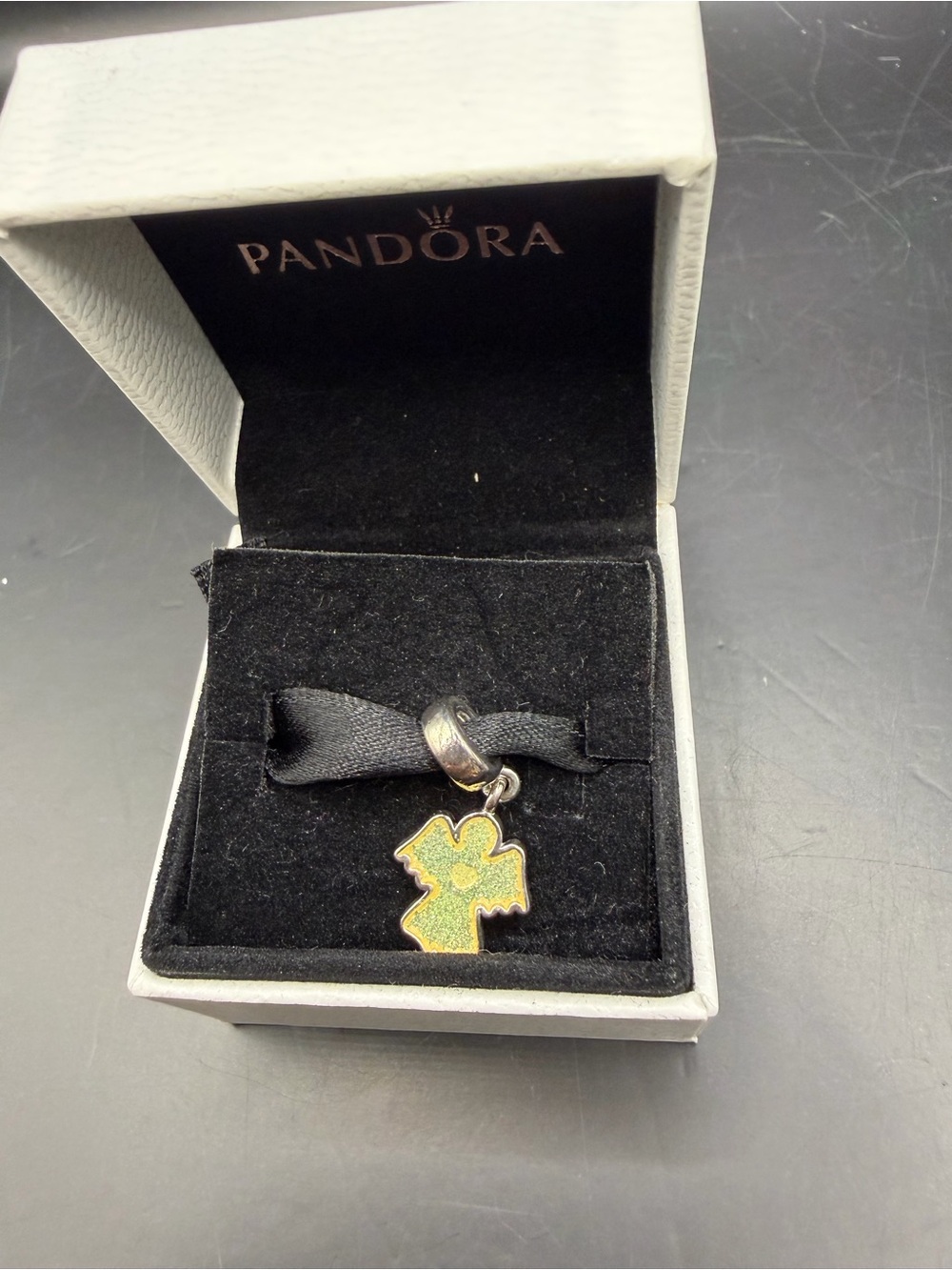 Retired Pandora Snow Angel Dangle Charm โ Yellow Glitter Enamel Sterling Silver